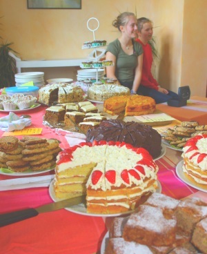 Cakes on display at a family event